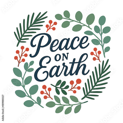 Holiday greetings flat icon set. featuring peace, earth, joy, snowflake, gift, bell, star, and candy cane