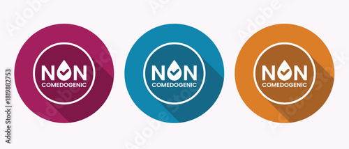 Non comedogenic label set for skin care products in three colors