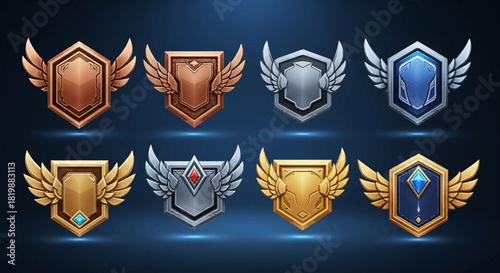 Game Achievement Badges Level Up with Stunning Gaming Rank Icons for Rewards and Recognition