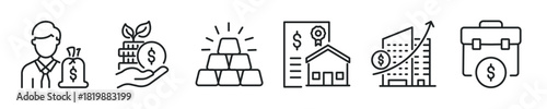 Investment thin line icon set. Web minimal editable stroke icons