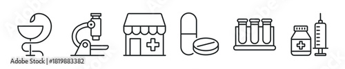Pharmacy thin line icon set. Web minimal editable stroke icons