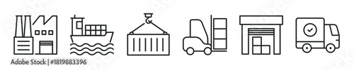 Supply chain thin line icon set. Web minimal editable stroke icons
