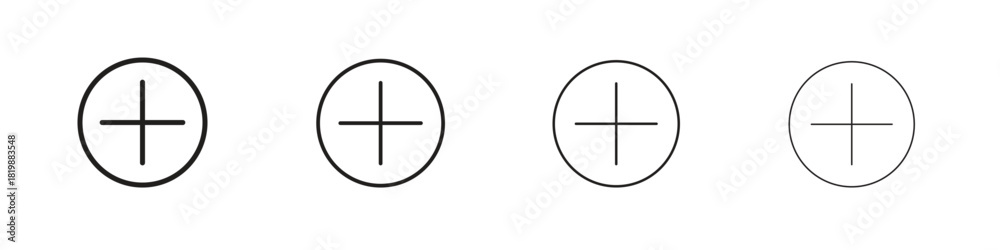 Obraz premium Add icon set. A collection of simple black thin strokes icons