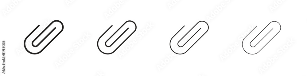 Obraz premium Attachment clip icon set. A collection of simple black thin strokes icons