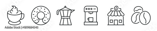 Coffee thin line icon set. Web minimal editable stroke icons