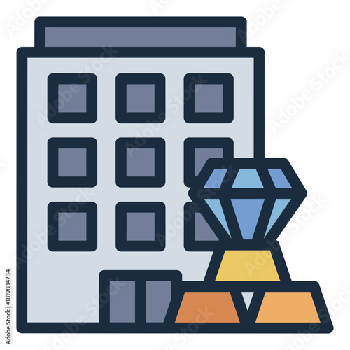assets filled line icon. property value. wealth tracking. corporate finance