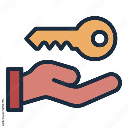 ownership filled line icon. key transfer. asset control. corporate office