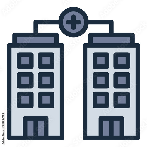 company merger filled line icon. joint entity. business union. corporate buildings