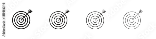 Bullseye icon set. A collection of simple black thin strokes icons