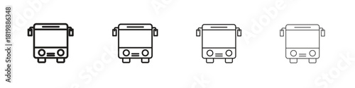 Bus icon set. A collection of simple black thin strokes icons