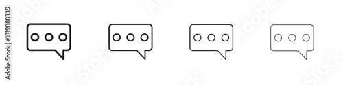 Comment icon set. A collection of simple black thin strokes icons