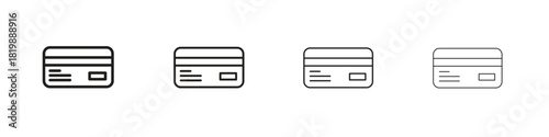 Credit card icon set. A collection of simple black thin strokes icons