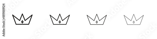 Crown icon set. A collection of simple black thin strokes icons