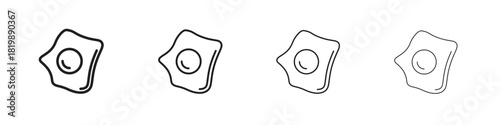 Egg fried icon set. A collection of simple black thin strokes icons