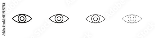 Eye icon set. A collection of simple black thin strokes icons