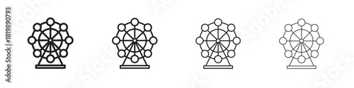 Ferris wheel icon set. A collection of simple black thin strokes icons