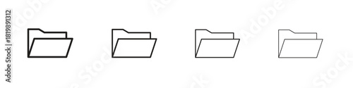 Folder icon set. A collection of simple black thin strokes icons