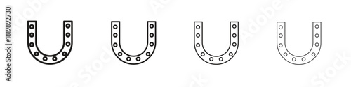 Horseshoe icon set. A collection of simple black thin strokes icons