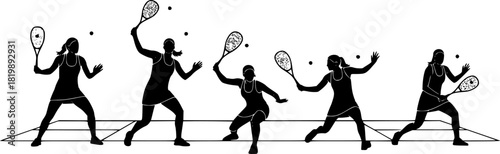 Squash female player silhouettes, Squash player, Squash female players, Squash player vector, Female players silhouette, Squash silhouette, Players clipart