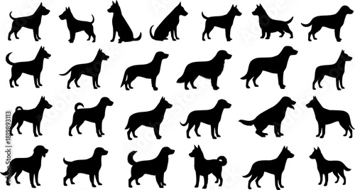 Dog silhouette, Dog silhouettes, Dog, Dog breeds silhouette, Dog icon, Dog clipart, Dog logo