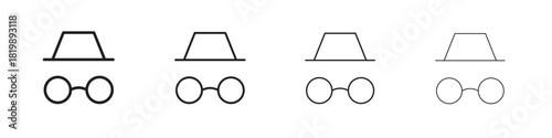 Incognito icon set. A collection of simple black thin strokes icons