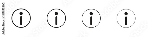 Info icon set. A collection of simple black thin strokes icons