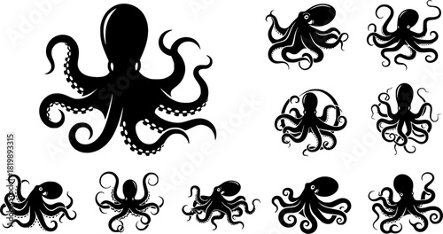 Octopus silhouette, Octopus vector, Octopus, Octopus silhouettes, Octopus clipart, Octopus icon