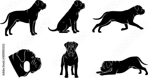 Bullmastiff dog silhouette, Bullmastiff dog, Bull mastiff silhouettes, Dog silhouettes, Bullmastiff clip art