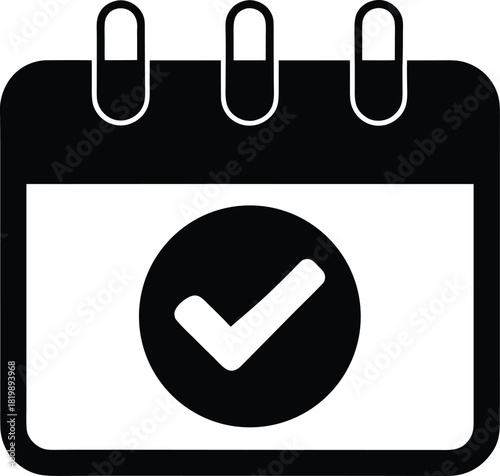 Modern Calendar Icon with Check Mark Confirming Event Schedule and Important Date Planning