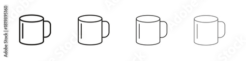 Mug icon set. A collection of simple black thin strokes icons