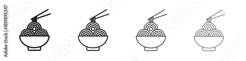 Noodles icon set. A collection of simple black thin strokes icons