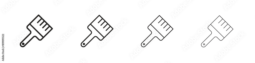 Fototapeta premium Paint brush icon set. A collection of simple black thin strokes icons