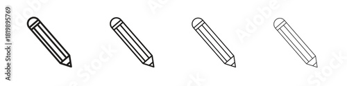 Pencil icon set. A collection of simple black thin strokes icons
