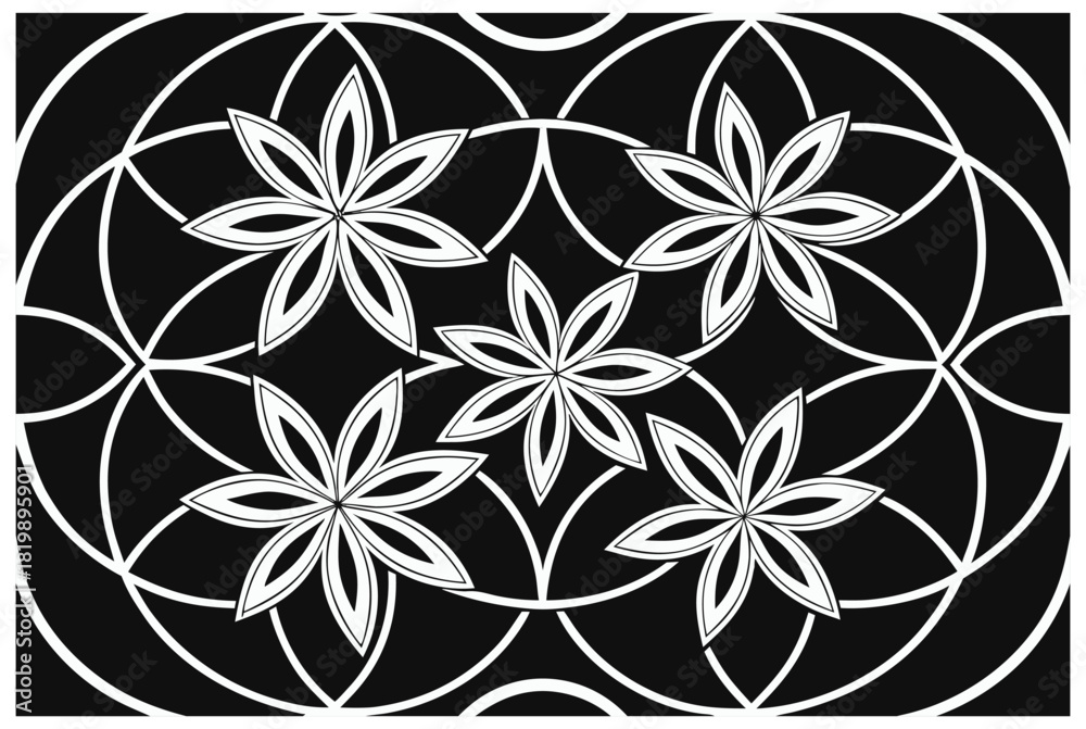Fototapeta premium Black & White Seamless Pattern for Textile and Fashion Wallpaper - Elegant Home Ideas, Pillow Decoration, and Minimalist Vector Background Design.