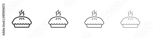 Pie icon set. A collection of simple black thin strokes icons