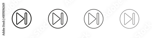Play pause icon set. A collection of simple black thin strokes icons