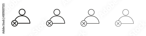 Remove user icon set. A collection of simple black thin strokes icons