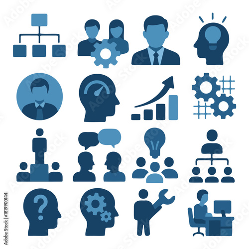 Ideas and Innovation: A collection of icons representing innovation, collaboration, and progress. The image is a visual representation of ingenuity and advancement in various fields.