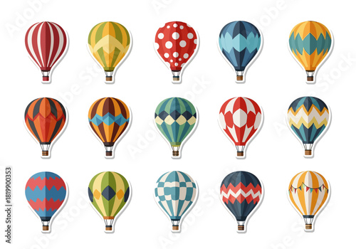 Colorful Hot Air Balloon Collection - Decorative Sticker Set