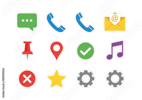 Vibrant Collection of Flat Design Icons for Interface and UI Elements