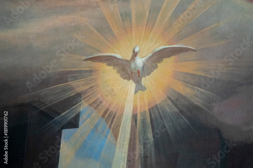 Canvas Print Painting (19th century) of a representation of the Holy Spirit in the form of a dove