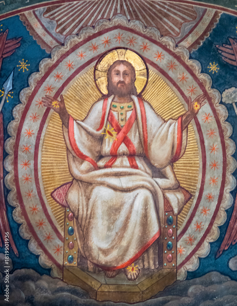 Obraz premium Fresco (19th century) of Jesus Christ in Majesty.