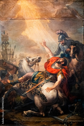 Painting (19th century) the conversion of Saint Paul on the way to Damascus.