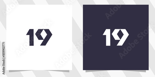 number 19 logo design vector