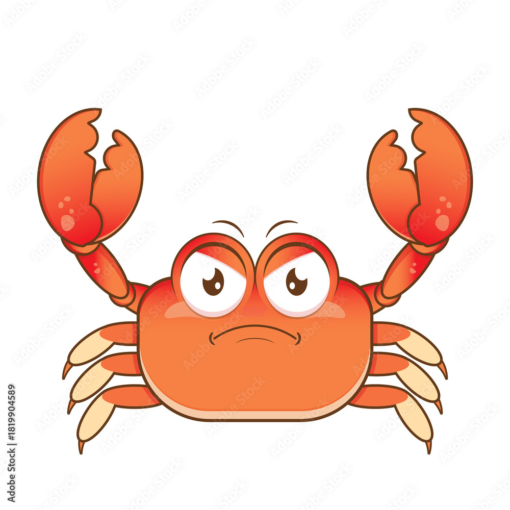 Fototapeta premium crab angry face cartoon cute