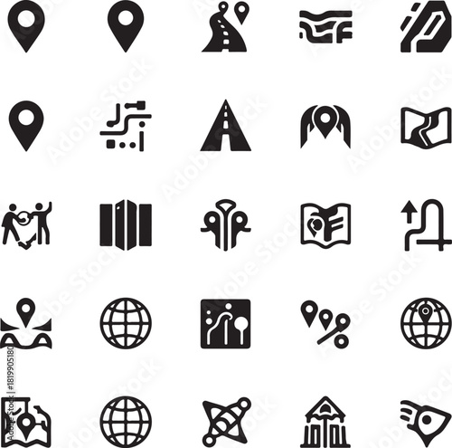Road infrastructure icons set.