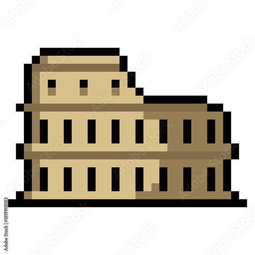 Pixel Art Colosseum Landmark Icon or Sprite