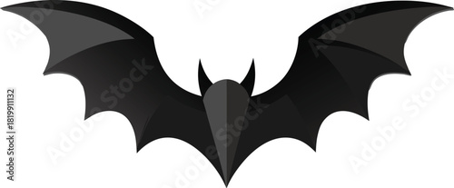 Stylized black bat with outstretched wings, gothic creature graphic