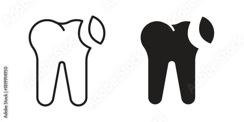 Tooth filling icon concept outline symbol design. Simple element illustration.