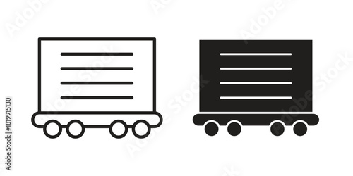 Train cargo icon concept outline symbol design. Simple element illustration.